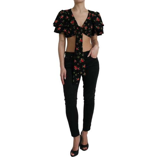 Dolce & Gabbana Floral Print Cropped Top Luxe Fashion Dolce & Gabbana Rosy Brown