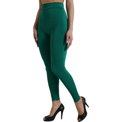 Dolce & Gabbana Green Nylon Stretch Slim Leggings Pants