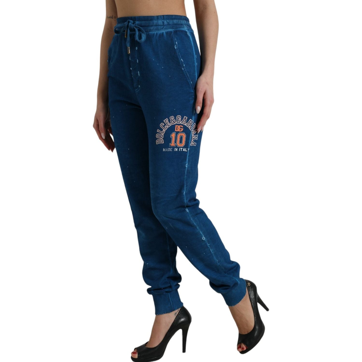 Dolce & Gabbana Blue Logo Cotton Jogger Sweatpants Pants