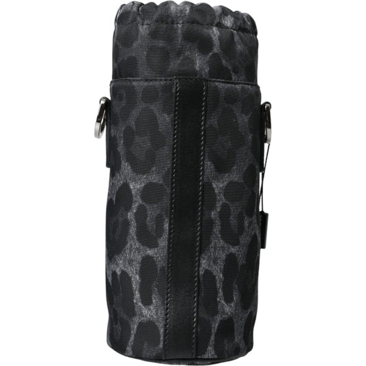 Dolce & Gabbana Black Leopard Round Slim Tote Bottle Cage Bag BAG1352