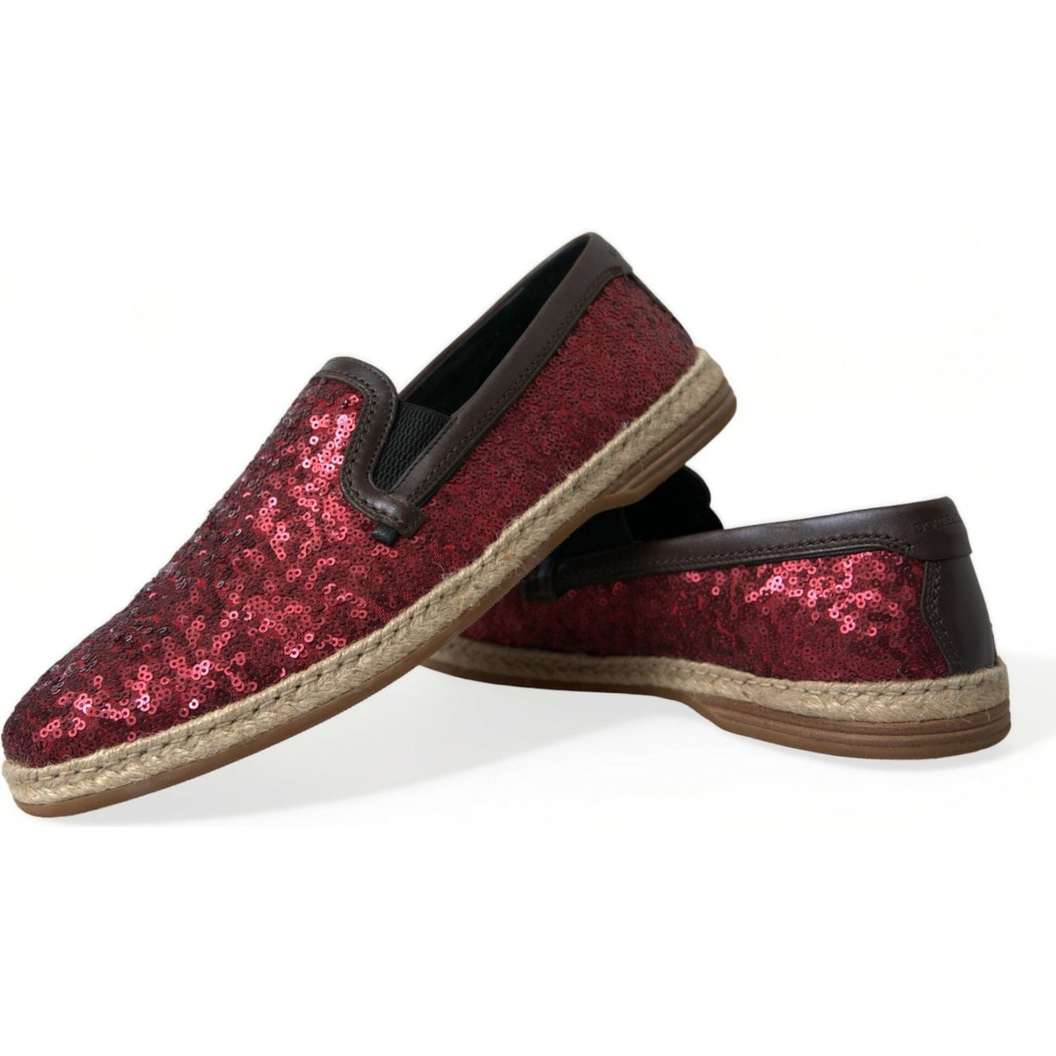 Dolce & Gabbana Red Sequined Loafers Slippers Men Shoes
