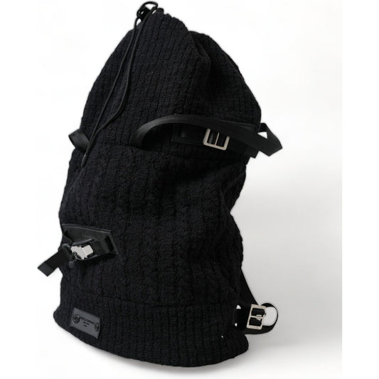 Dolce & Gabbana Black Silver Wool Zaino Tricot Backpack Men Bag BAG1157