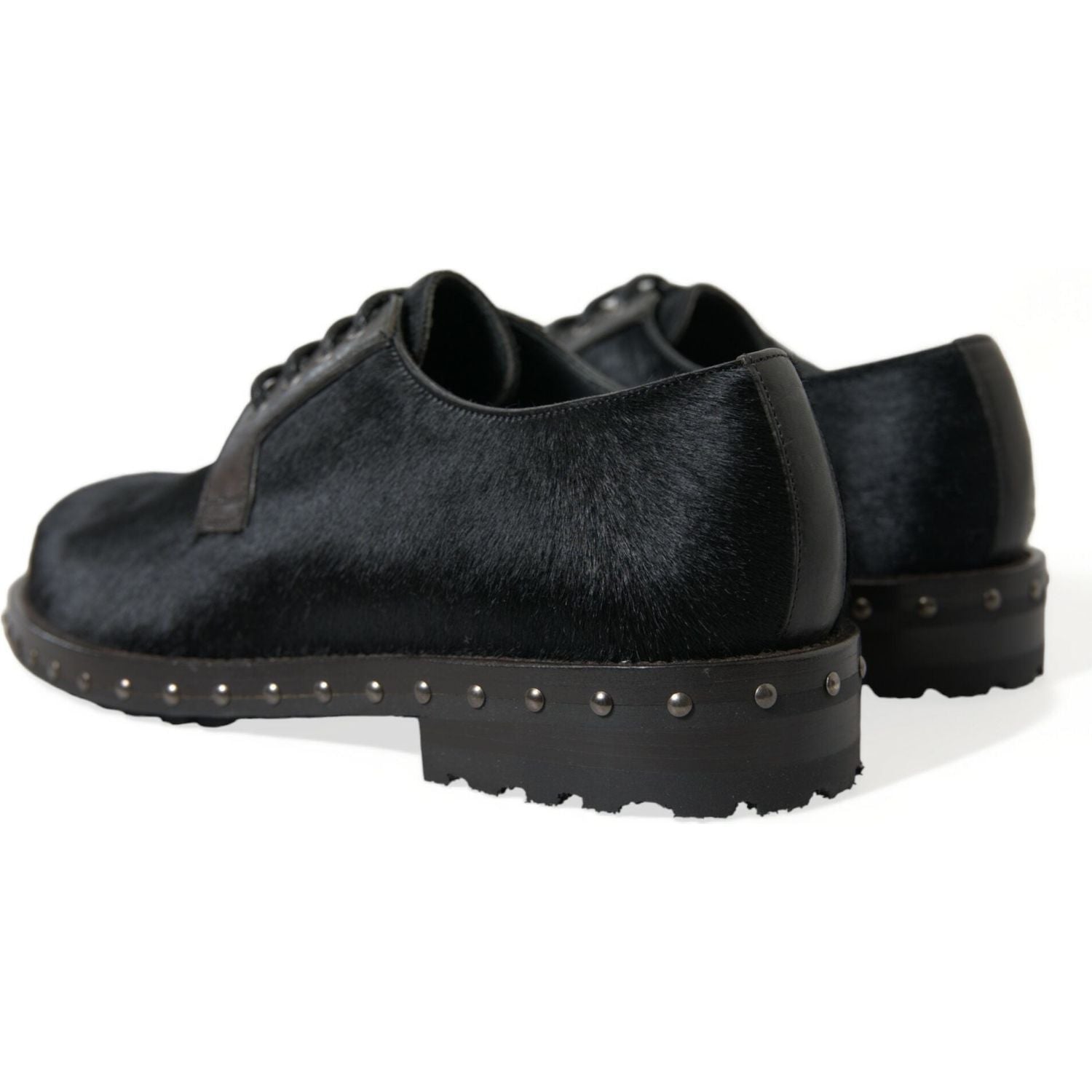 Dolce & Gabbana Black Stable Fur Derby SAN PIETRO Dress Shoes