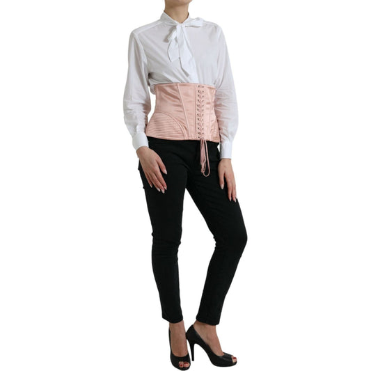 Dolce & Gabbana Elegant Pink Lace-Up Corset Belt Dolce & Gabbana Black