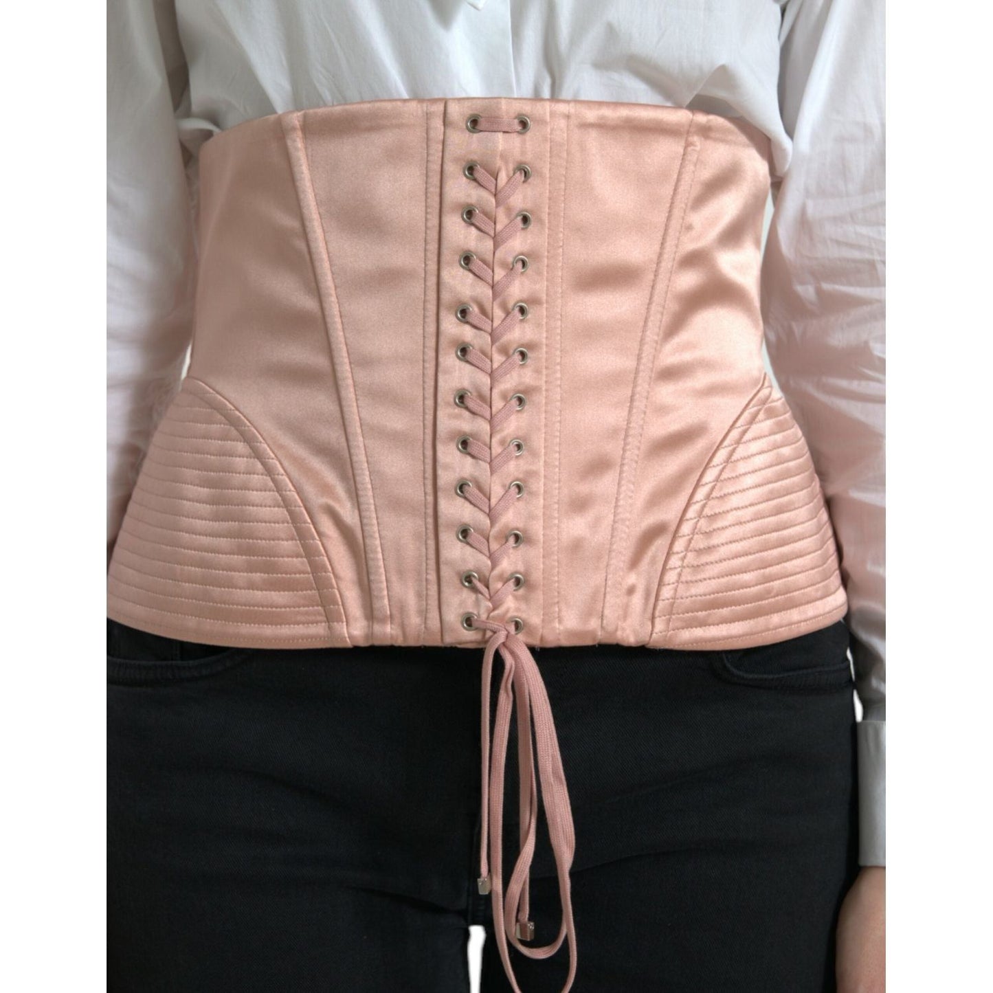 Dolce & Gabbana Elegant Pink Lace-Up Corset Belt Dolce & Gabbana Rosy Brown