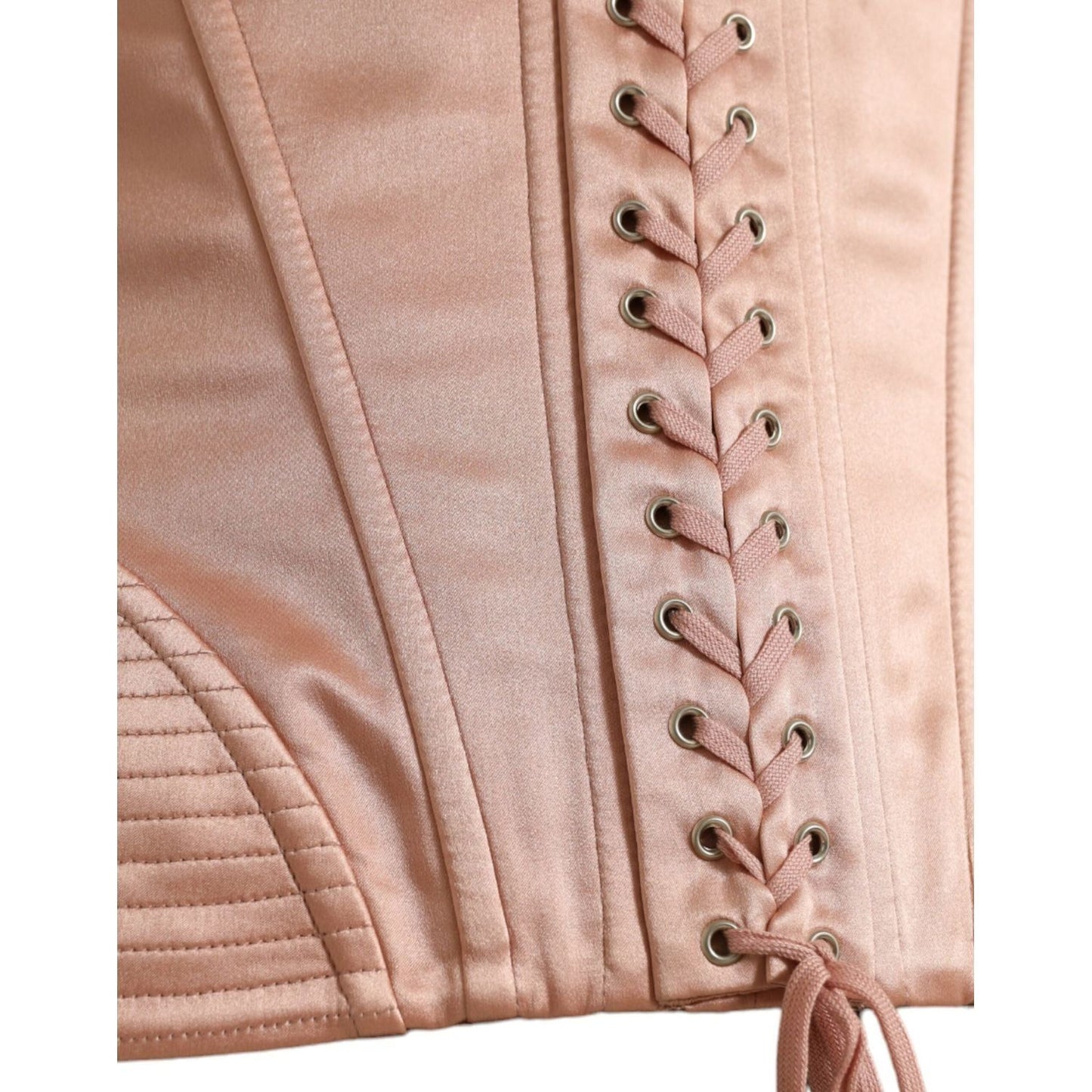 Dolce & Gabbana Elegant Pink Lace-Up Corset Belt Dolce & Gabbana Tan