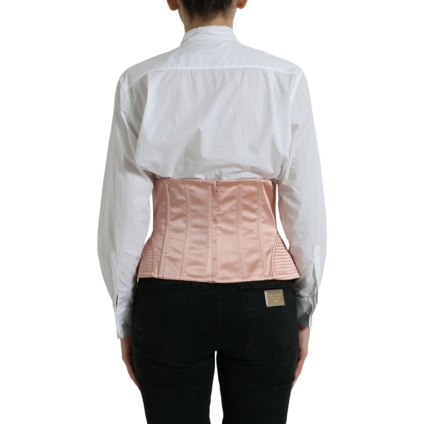 Dolce & Gabbana Elegant Pink Lace-Up Corset Belt Dolce & Gabbana Gray