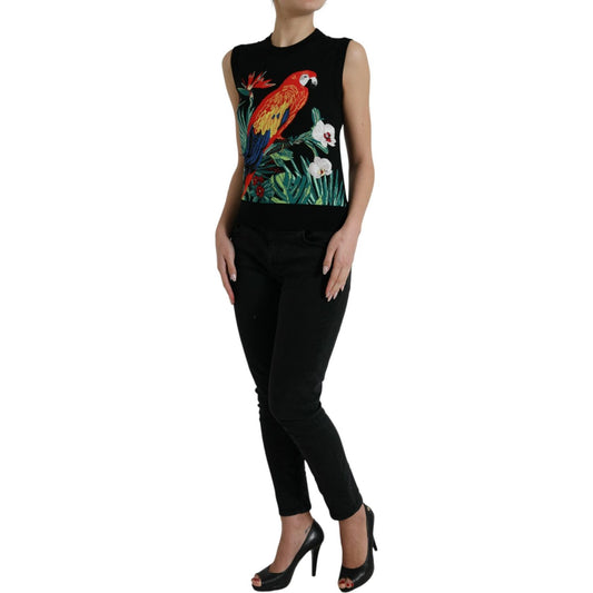 Dolce & Gabbana Elegant Jungle Print Crew Neck Tank Top Dolce & Gabbana Rosy Brown