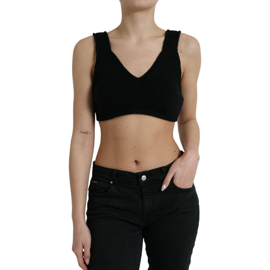 Dolce & Gabbana Elegant Black Cashmere Bustier Crop Top Dolce & Gabbana Rosy Brown