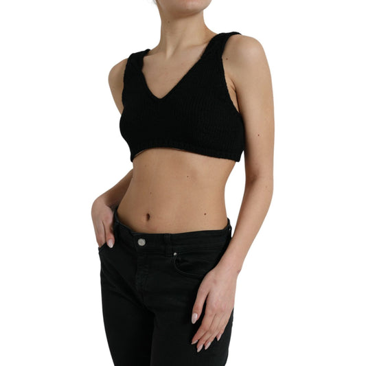 Dolce & Gabbana Elegant Black Cashmere Bustier Crop Top Dolce & Gabbana Rosy Brown