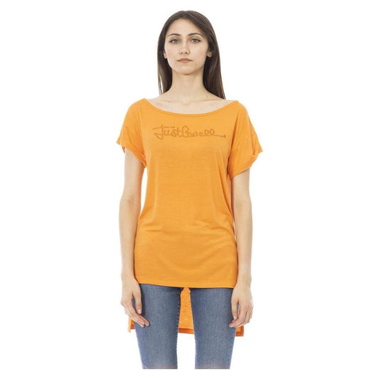 Just Cavalli Orange Cotton Women T-Shirt Just Cavalli Sandy Brown