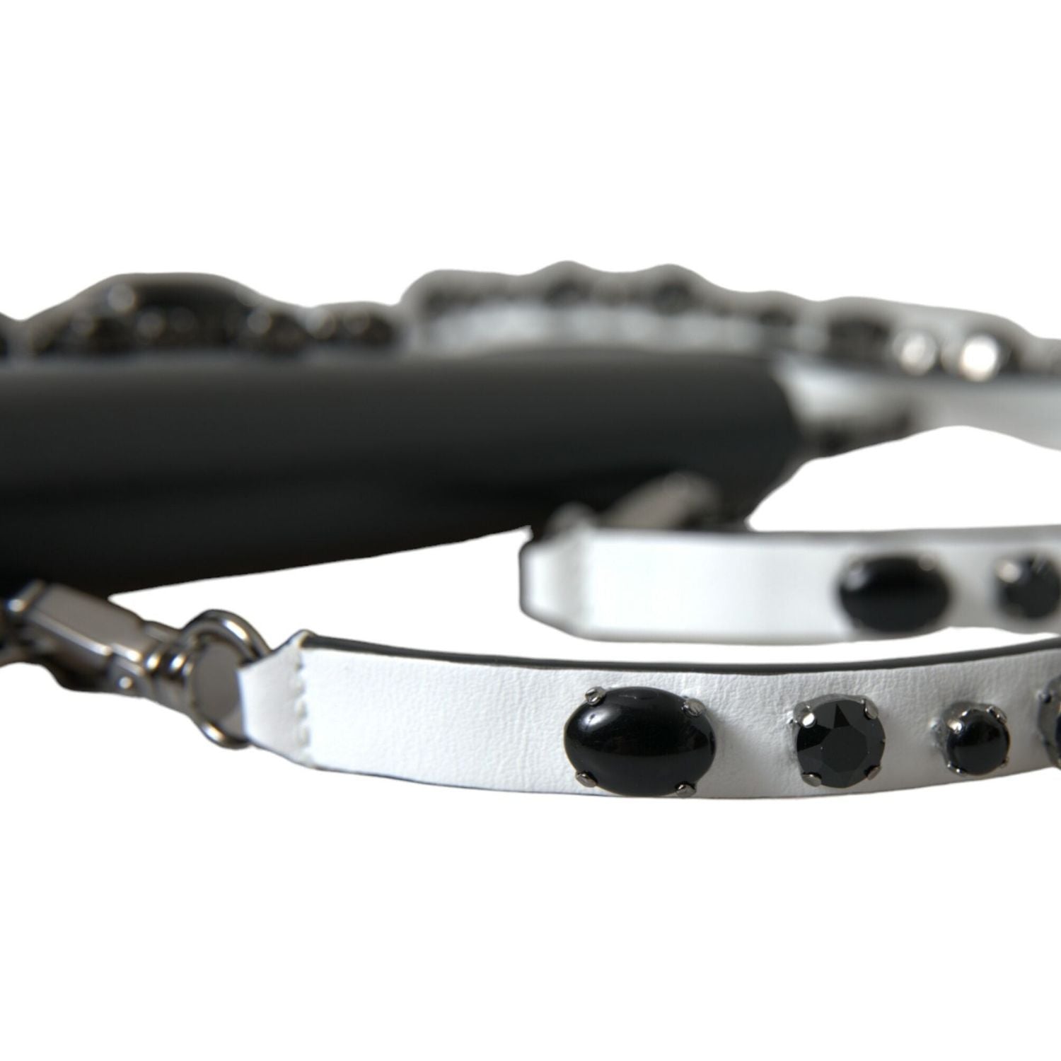 حامل بطاقات جلدي أنيق مزين بالكريستال من دولتشي آند غابانا