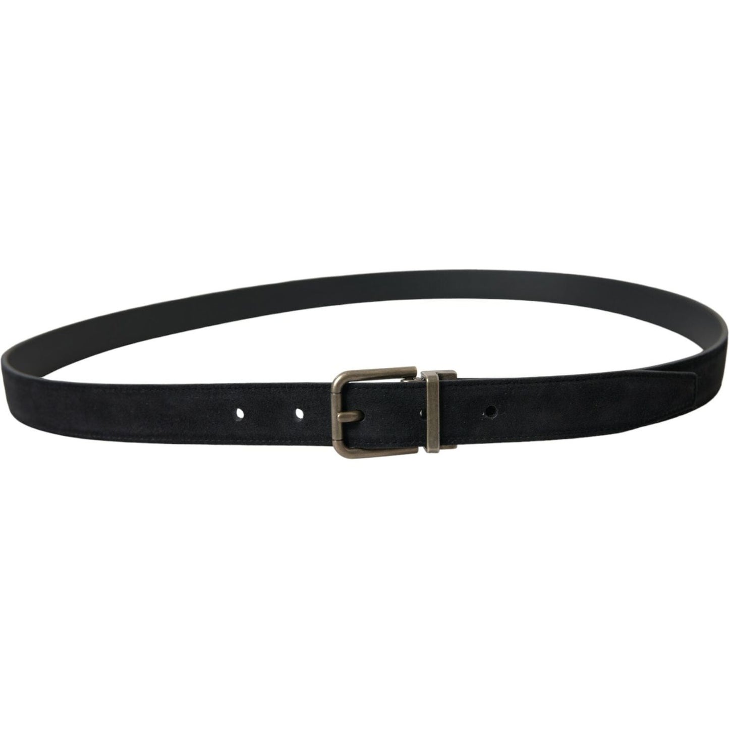 Dolce & Gabbana Black Goat Leather Antique Metal Buckle Belt