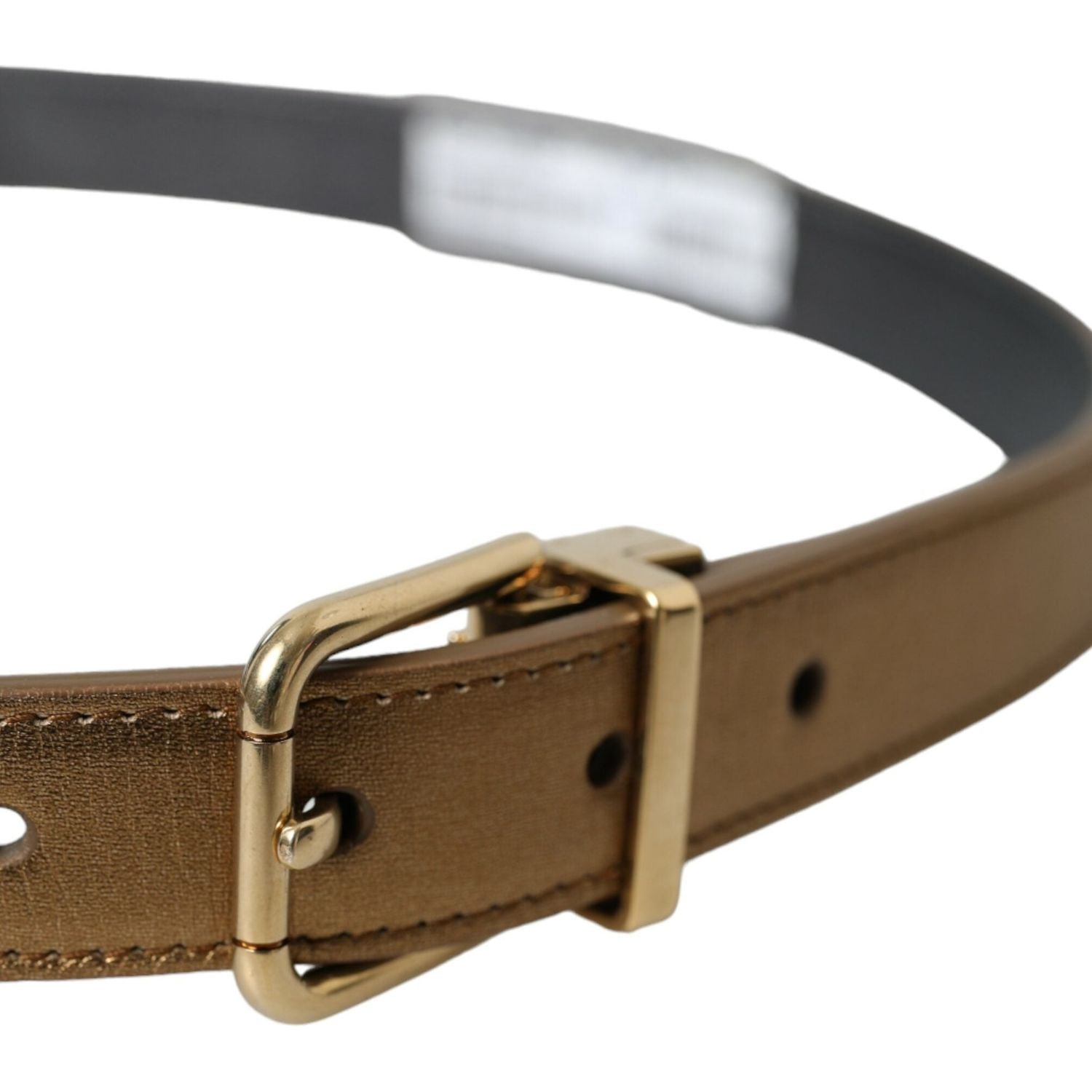 Dolce & Gabbana Metallic Gold Calf Leather Metal Buckle Belt