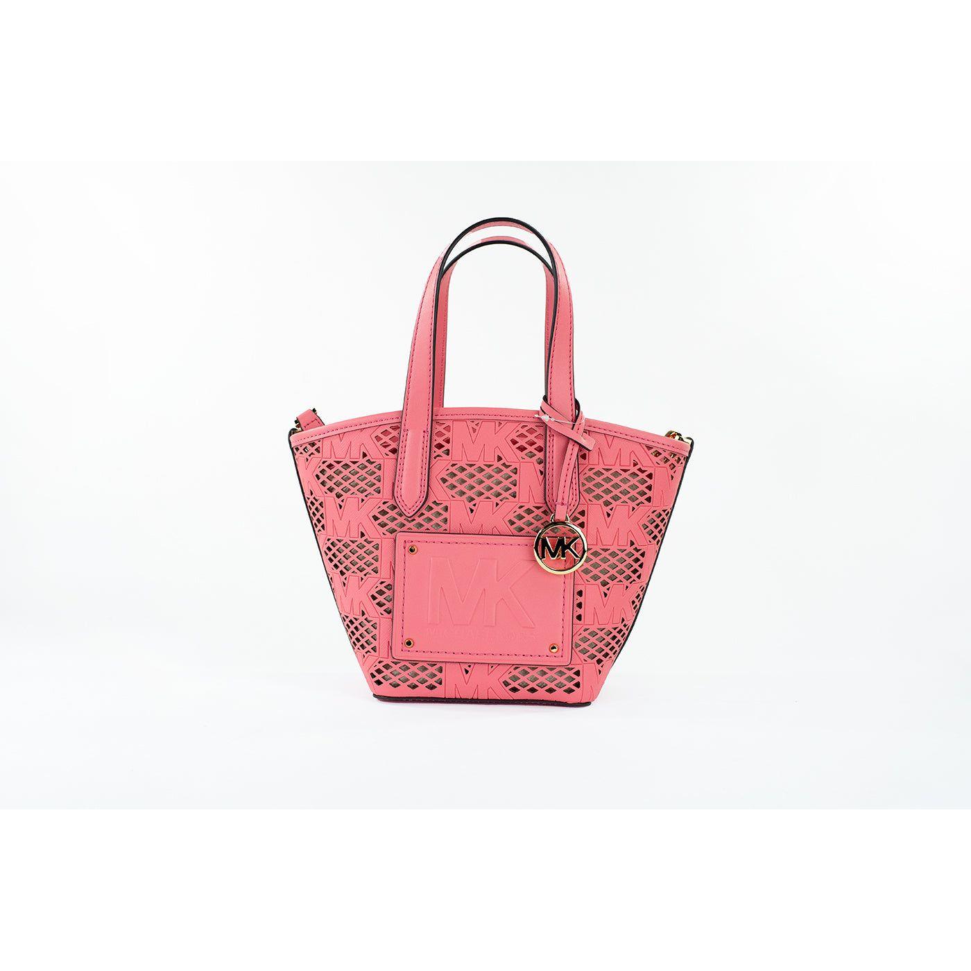 حقيبة يد صغيرة من الجلد 2 في 1 من Michael Kors Kimber باللون الوردي الشاي مع سحاب