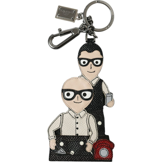 Dolce & Gabbana Elegant Multicolor Leather Keychain Dolce & Gabbana Light Gray