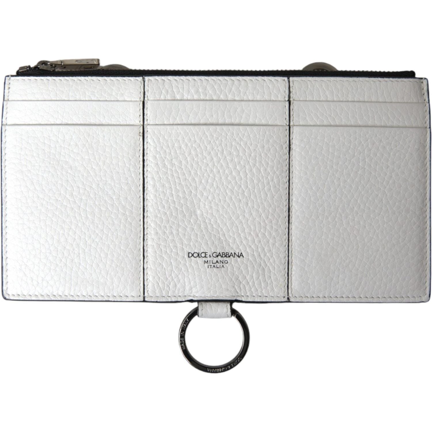 Dolce & Gabbana White Calfskin Leather Large Crossbody Card Holder Wallet