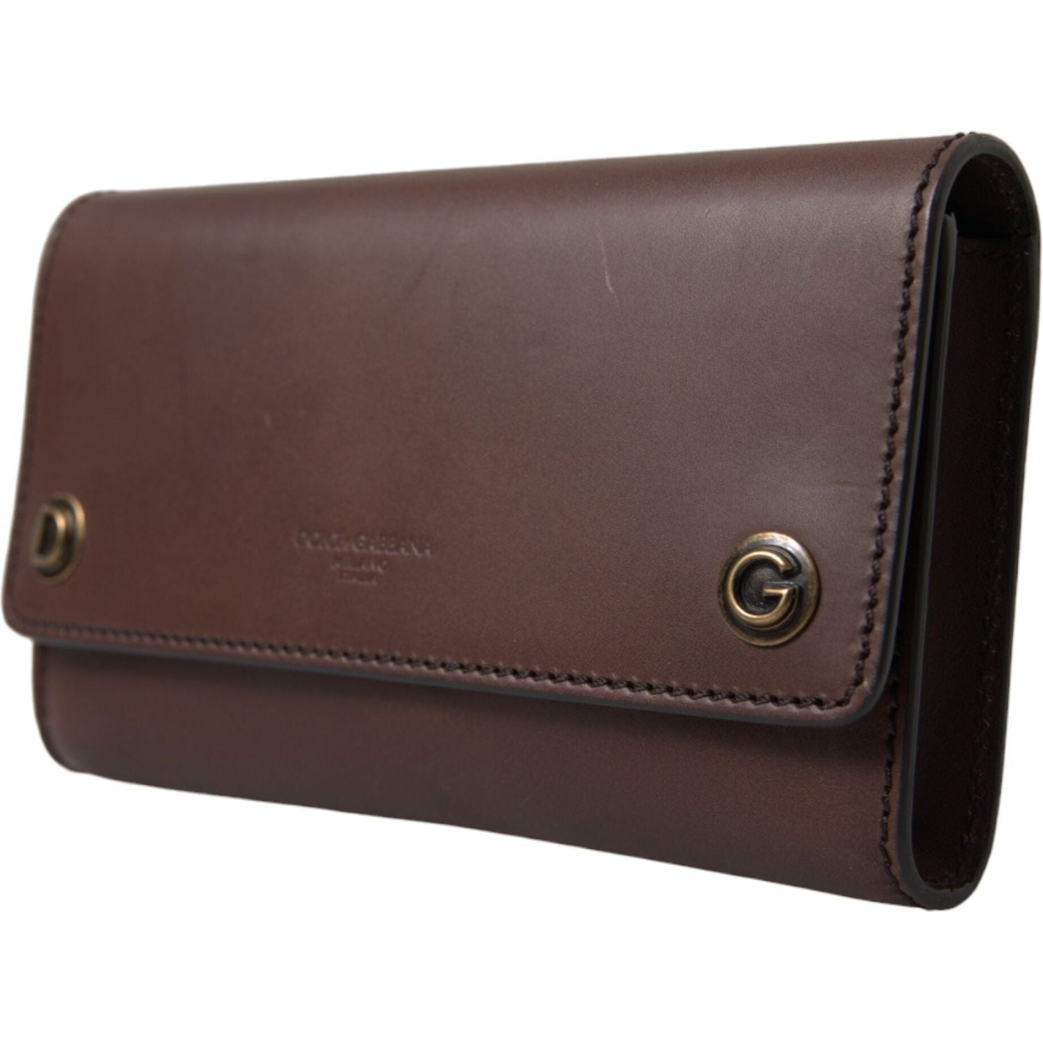 حقيبة كتف جلدية أنيقة من دولتشي آند غابانا باللون البني الغامق