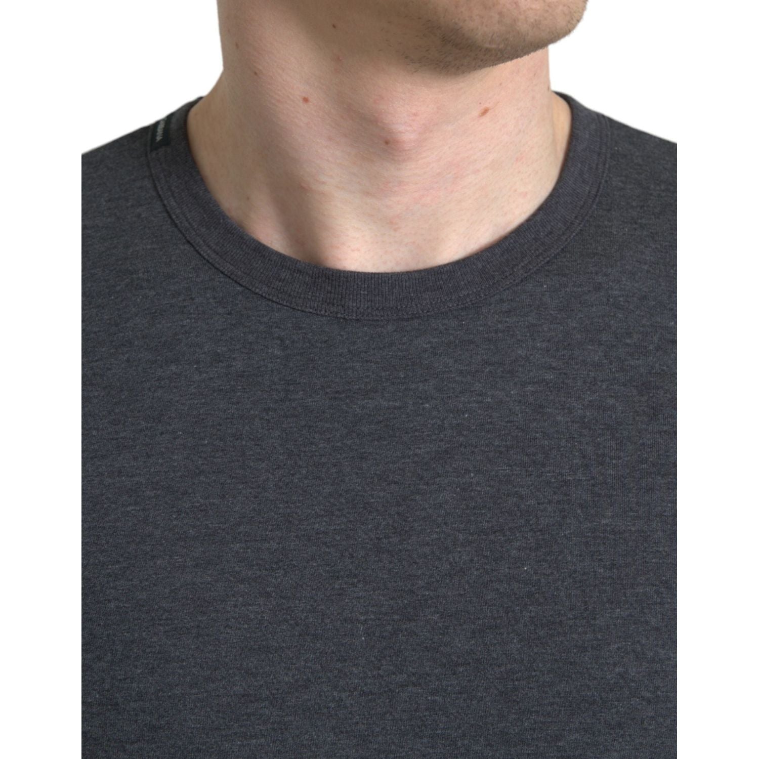 Dolce & Gabbana Dark Gray Cotton Crew Neck T-shirt