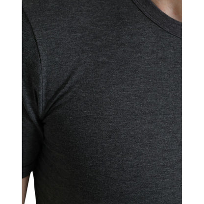 Dolce & Gabbana Dark Gray Cotton Crew Neck T-shirt