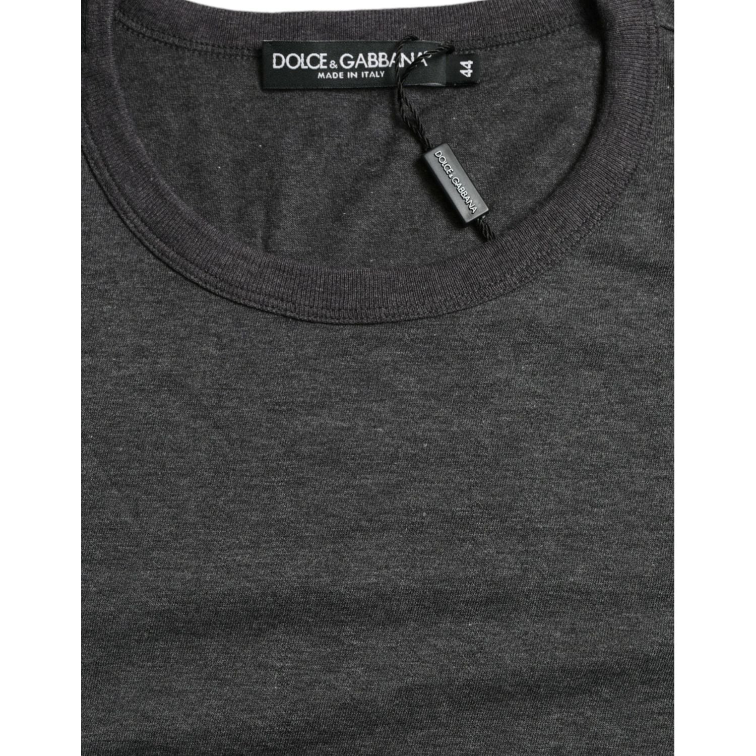 Dolce & Gabbana Dark Gray Cotton Crew Neck T-shirt