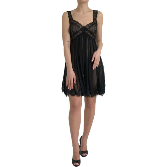 Dolce & Gabbana Elegant Chiffon Silk Blend Mini Dress Dolce & Gabbana Black
