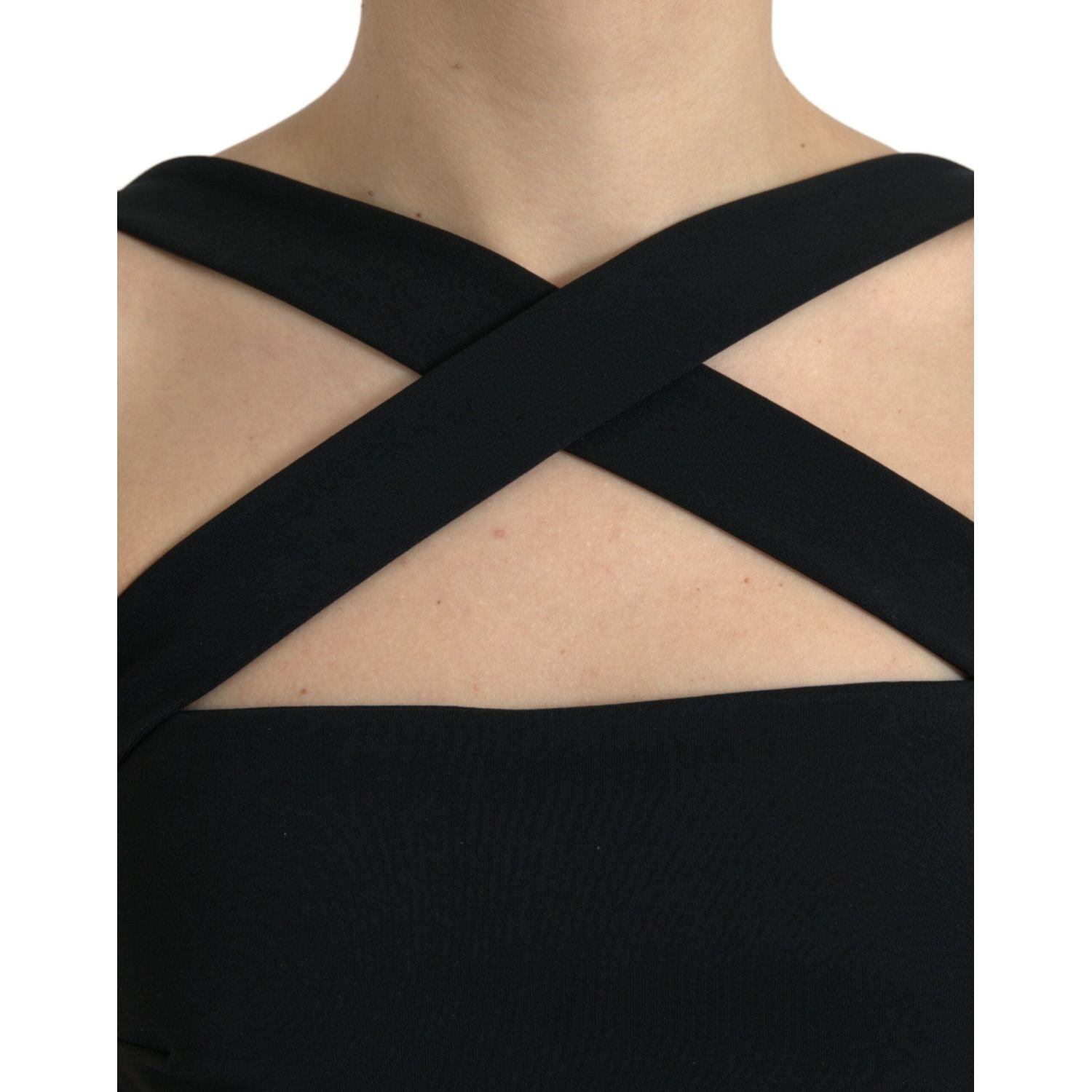 Dolce & Gabbana Black Sheath Halter Sleeveless Midi Dress