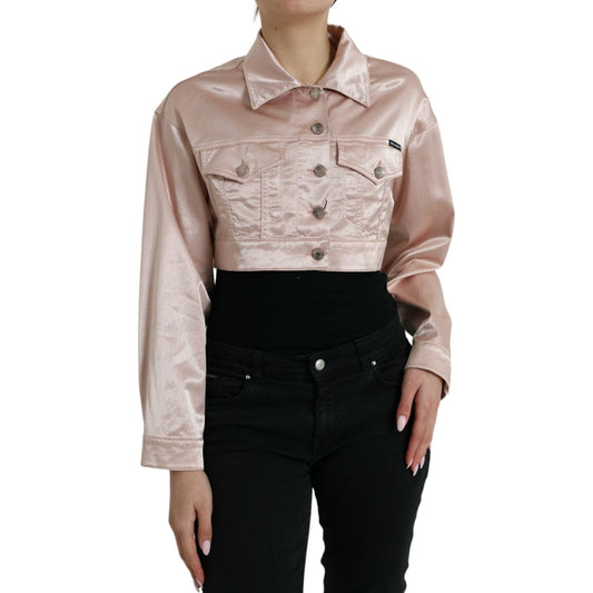 Dolce & Gabbana Elegant Pink Cropped Denim Jacket Dolce & Gabbana Dark Gray