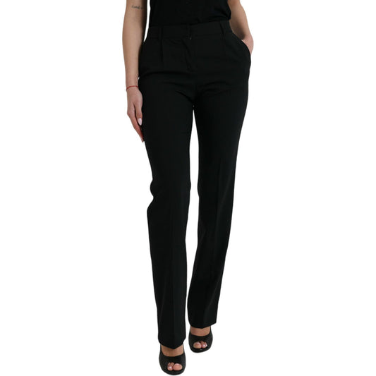 Dolce & Gabbana Elegant Tapered Wool Trousers Dolce & Gabbana Black
