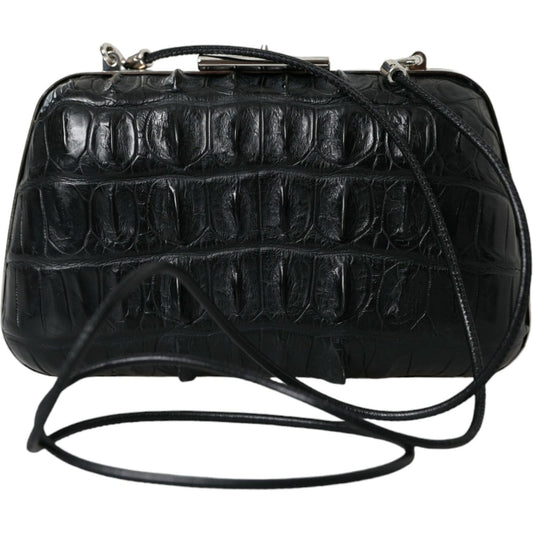 Balenciaga Elegant Crocodile Leather Evening Clutch Balenciaga Black