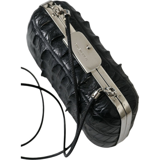 Balenciaga Elegant Crocodile Leather Evening Clutch Balenciaga Dark Slate Gray
