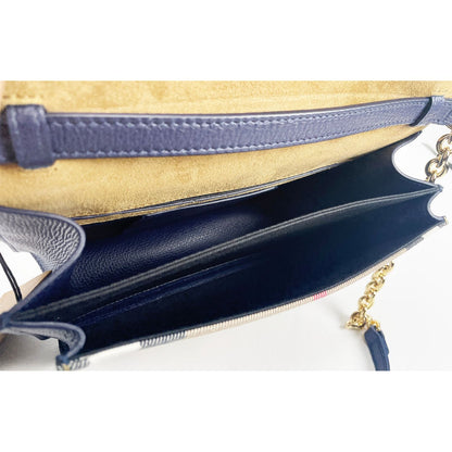 Burberry Macken Small Regency Blue House Check Leather Crossbody Bag