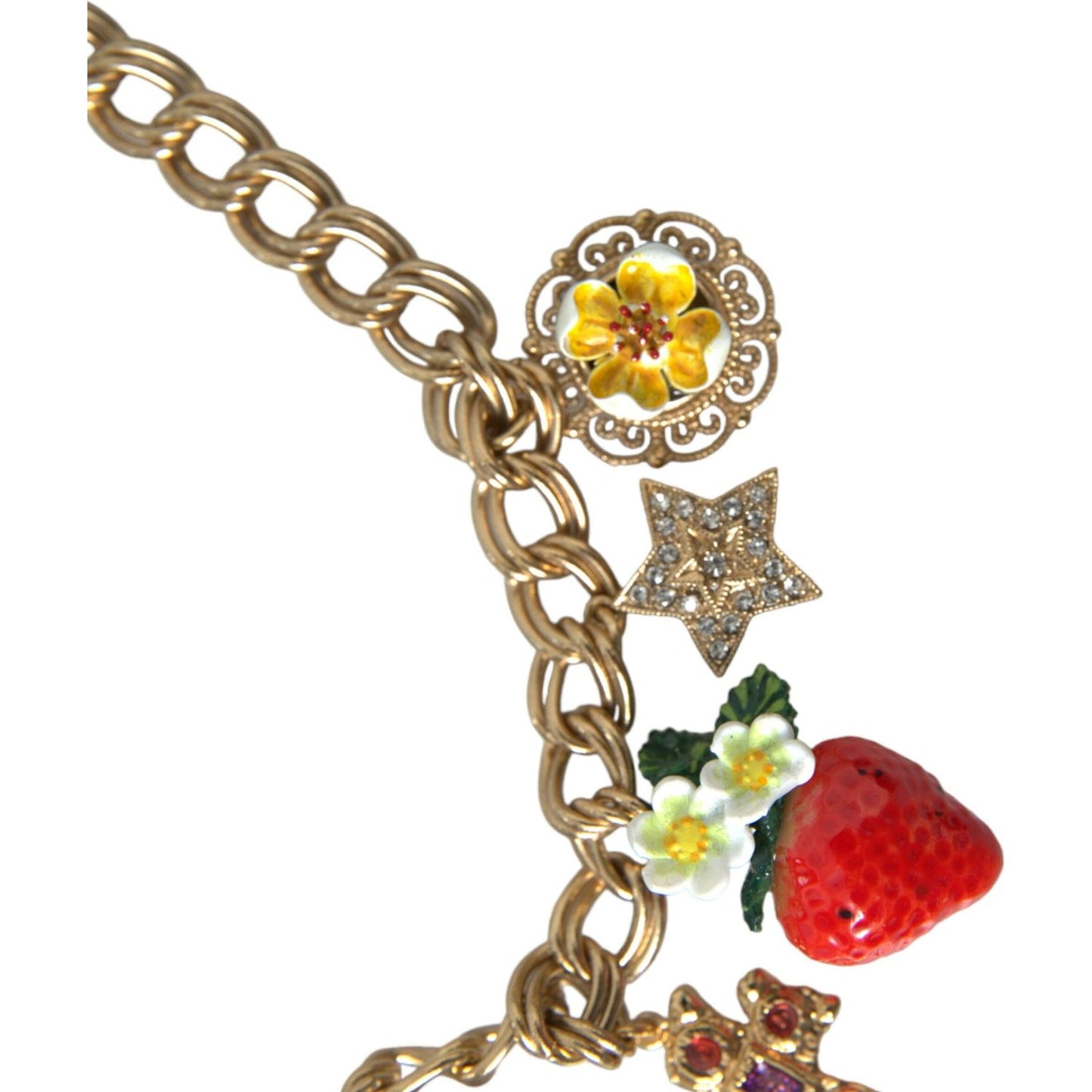 Dolce & Gabbana Gold Chain Rose Cross Strawberry Star Pendant Necklace Necklace