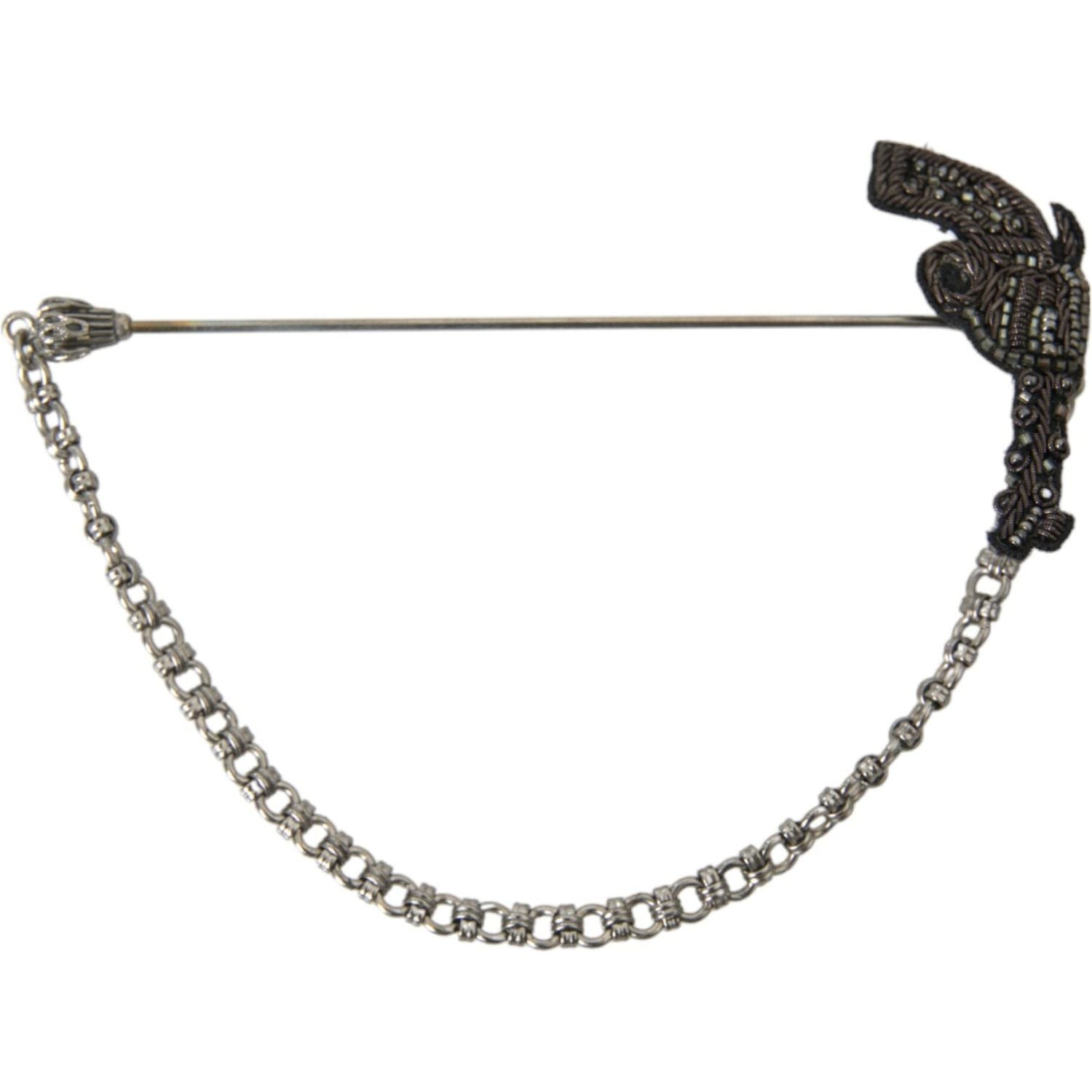 دبوس بروش على شكل مسدس من الحرير والنحاس من دولتشي آند غابانا للرجال