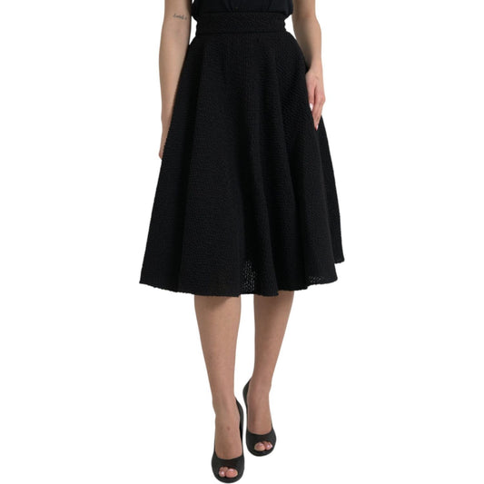 Dolce & Gabbana Black High Waist A-line Knee Length Skirt Dolce & Gabbana Rosy Brown