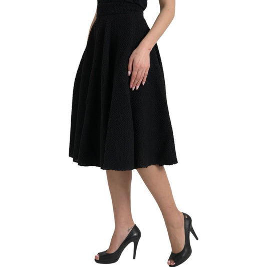 Dolce & Gabbana Black High Waist A-line Knee Length Skirt Dolce & Gabbana Black