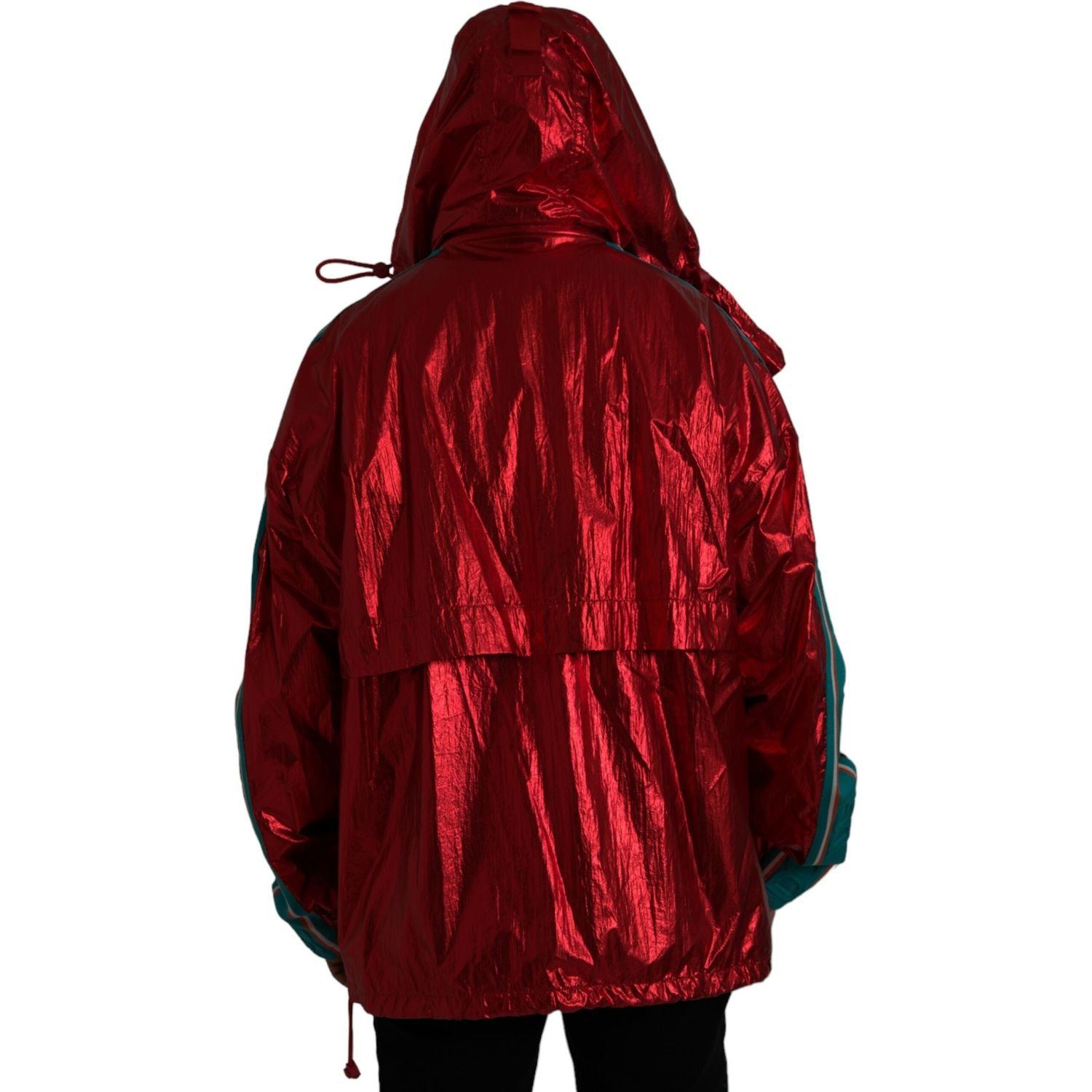 سترة سويت شيرت بغطاء رأس من النايلون باللون الأحمر من دولتشي آند غابانا