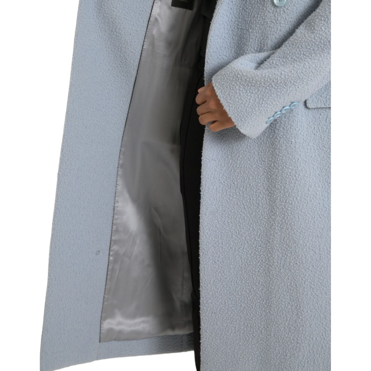 Dolce & Gabbana Blue Double Breasted Long Trench Coat Jacket