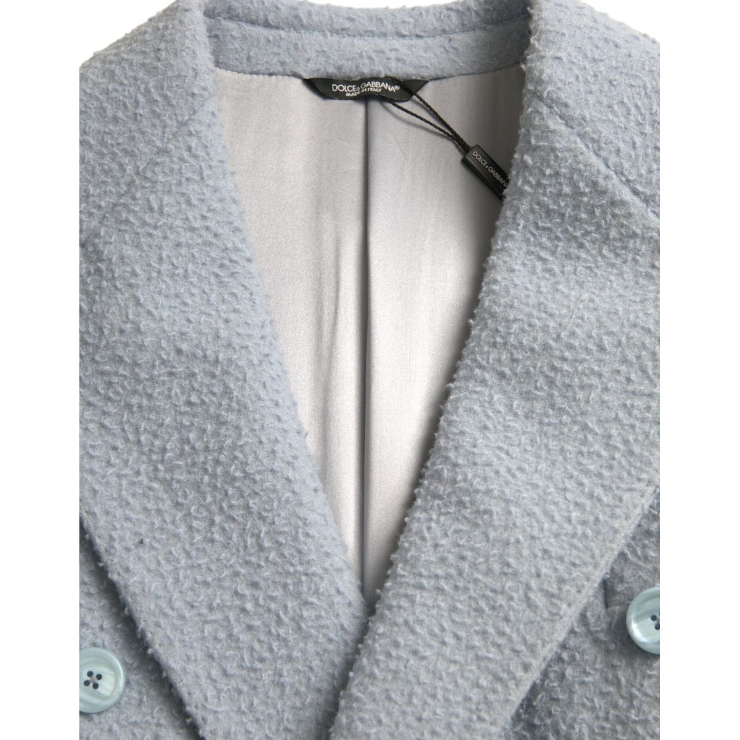 Dolce & Gabbana Blue Double Breasted Long Trench Coat Jacket