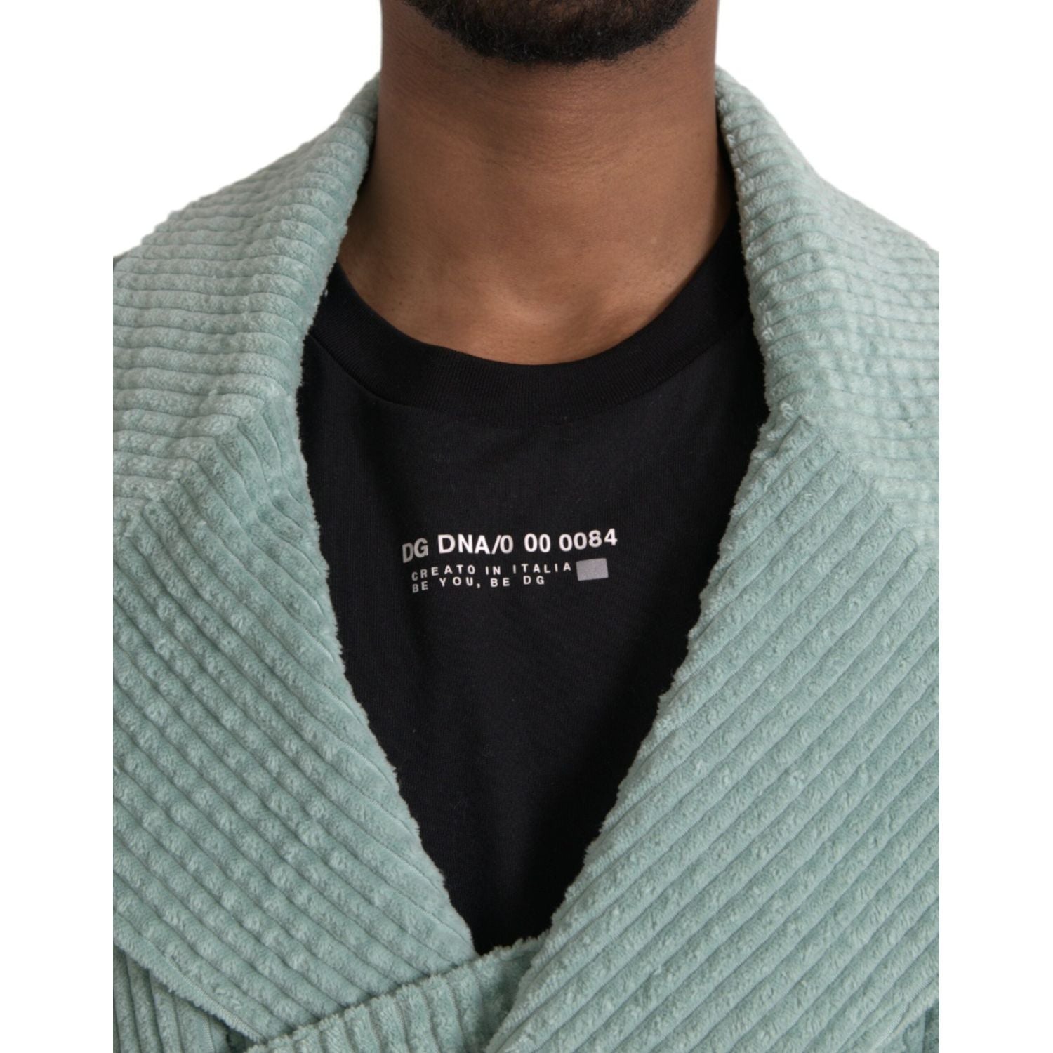 سترة دولتشي آند غابانا زرقاء مزدوجة الصدر من القطن المخملي