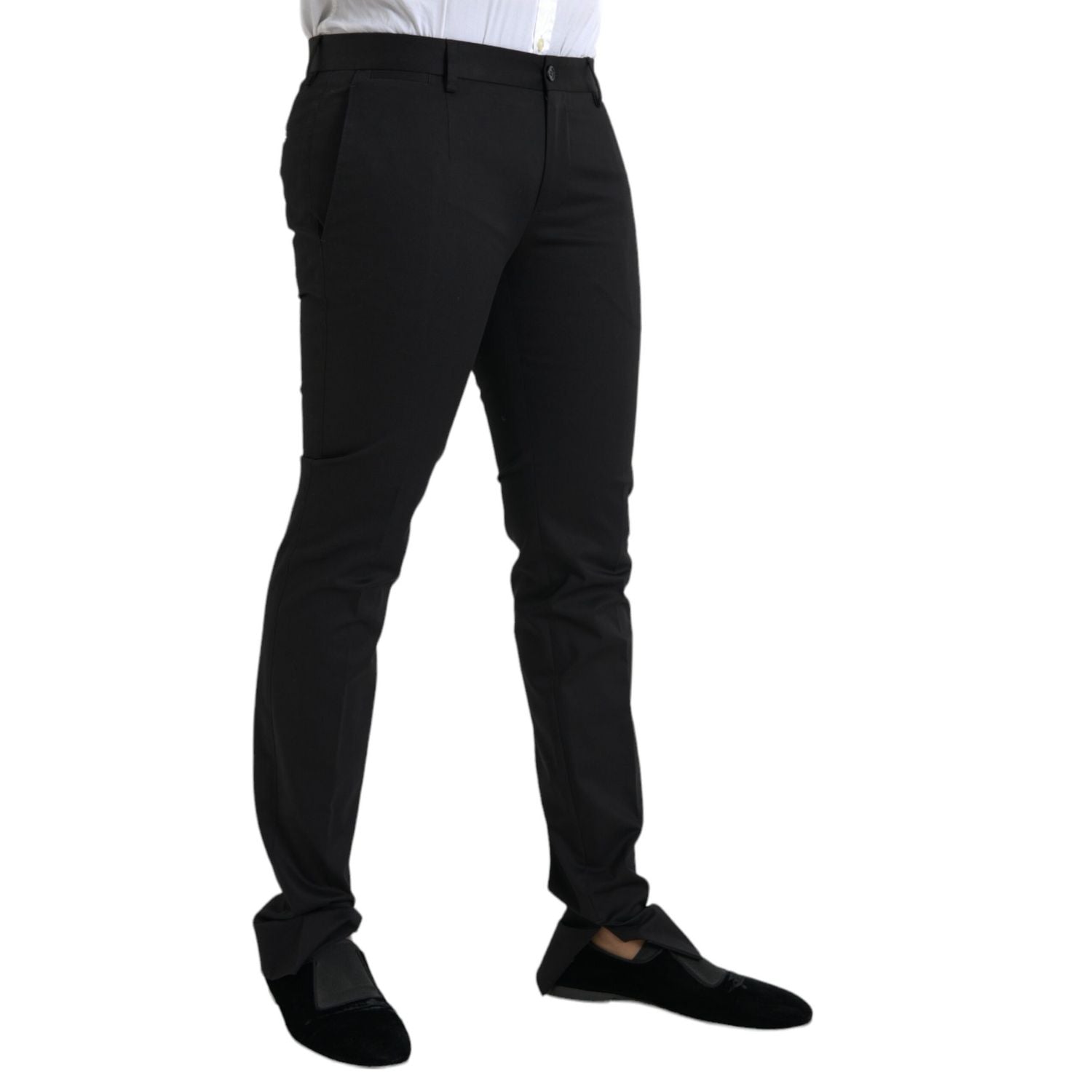 Dolce & Gabbana Black Cotton Stretch Skinny Dress Pants