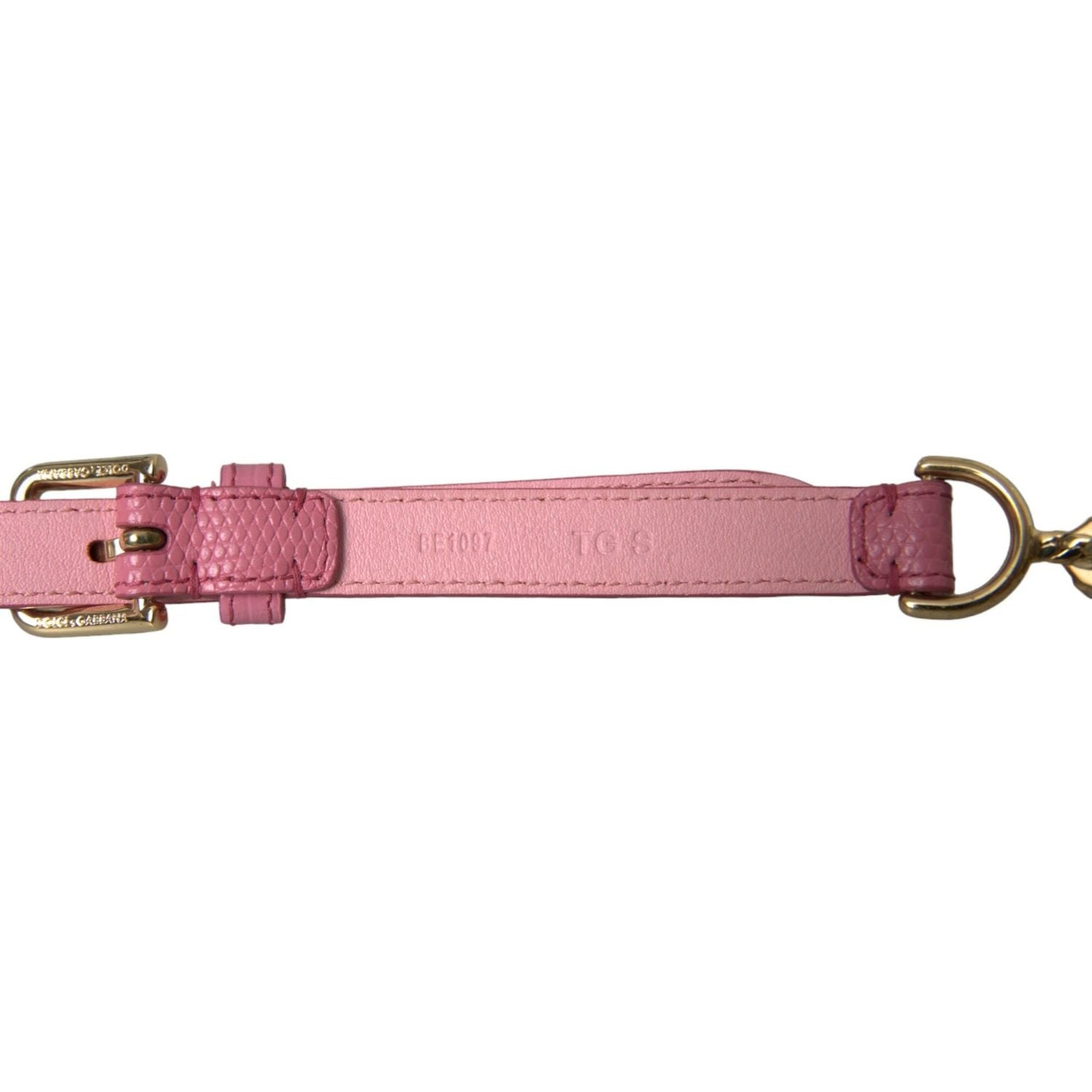 Dolce & Gabbana Pink Leather Crystal Chain Embellished Belt