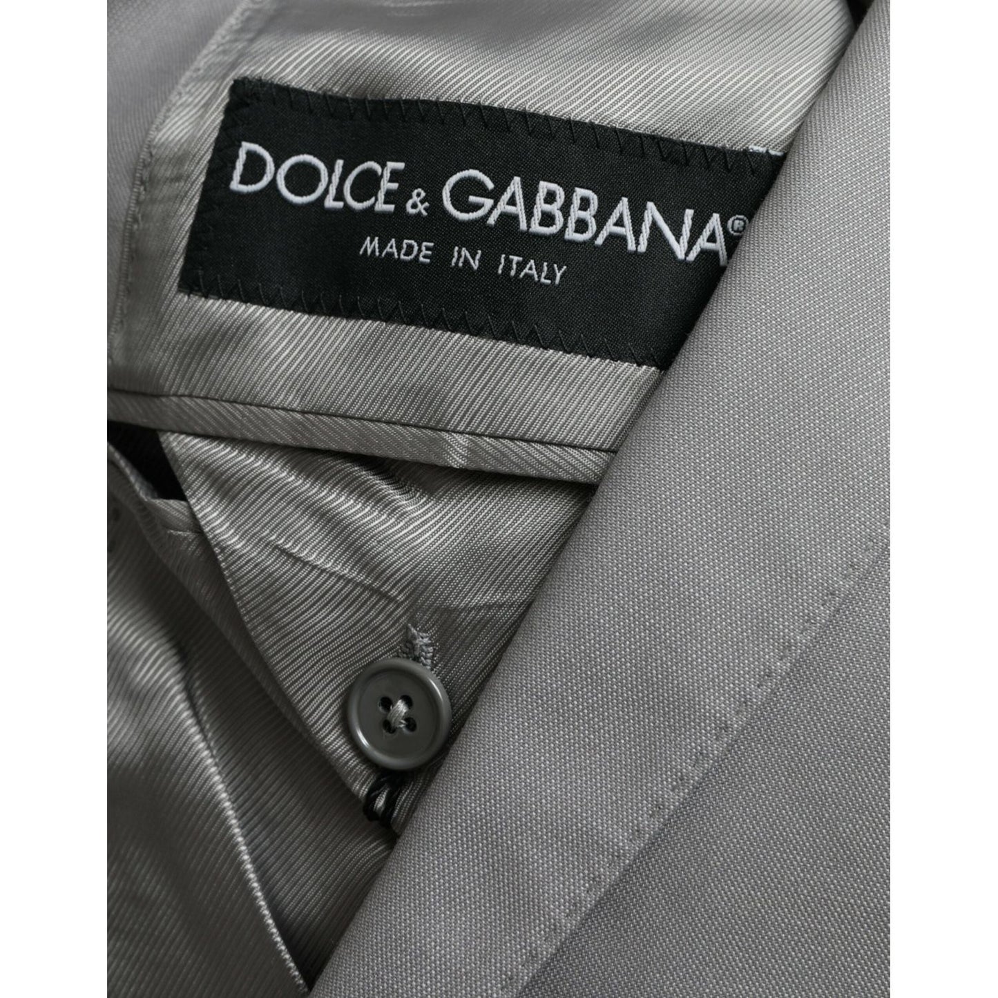 Dolce & Gabbana Gray Wool Peak Single Breasted Coat Blazer