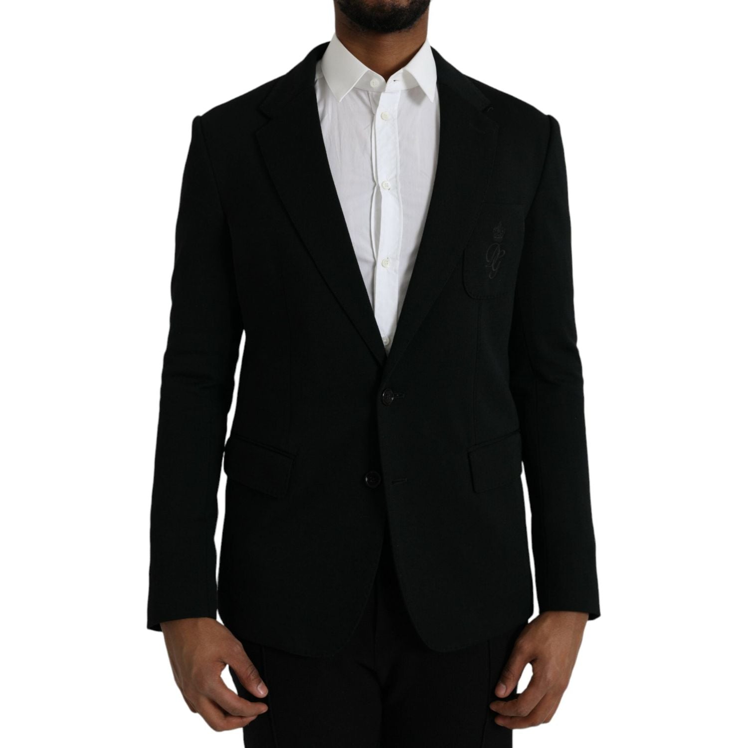 Dolce & Gabbana Black Wool Notch Single Breasted Coat Blazer