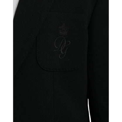 Dolce & Gabbana Black Wool Notch Single Breasted Coat Blazer