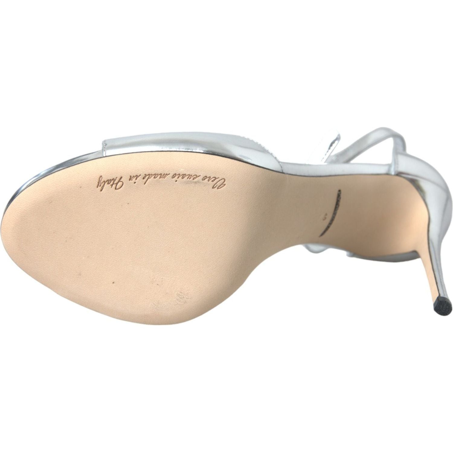 حذاء صندل KEIRA جلدي فضي اللون بكعب من Dolce &amp; Gabbana