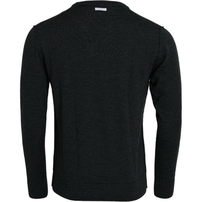 Dolce & Gabbana Dark Gray Wool Crew Neck Pullover Sweater