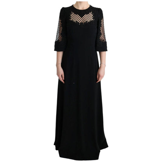 Dolce & Gabbana Elegant Black Floral Maxi Dress Dolce & Gabbana Black
