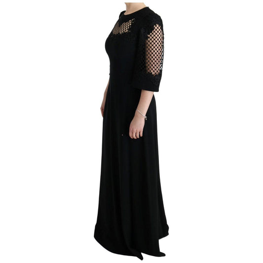 Dolce & Gabbana Elegant Black Floral Maxi Dress Dolce & Gabbana Black
