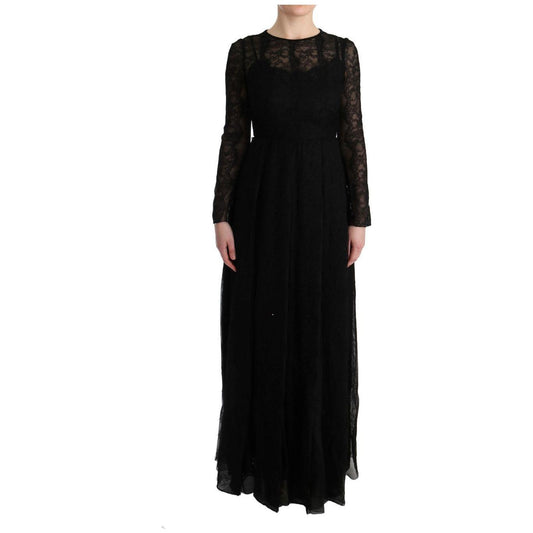 Dolce & Gabbana Elegant Black Sheath Long Sleeve Dress Dolce & Gabbana Black